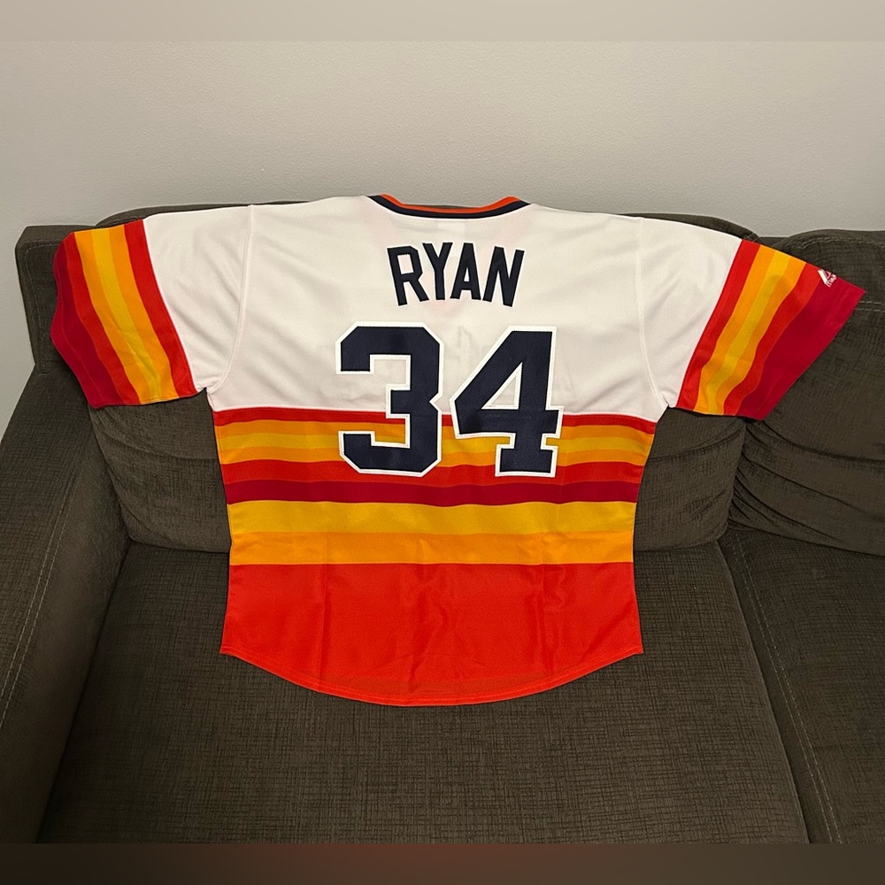 Majestic Authentic Houston Astros Nolan Ryan Retro Throwback Jersey Men’s Sz M - Picture 8 of 8